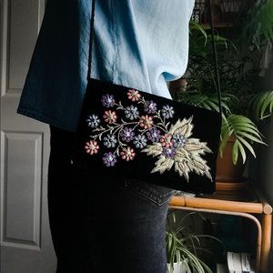 Vintage Black Velvet Purse